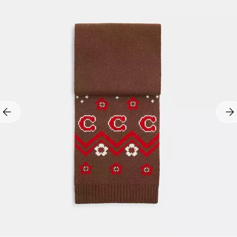 Coach Fair Isle Print Knit Muffler Sable Multi CCW05 72" x 10" NWT - Picture 3 of 5